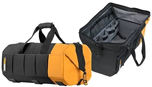 ToughBuilt - 20" Massive Mouth Tool Bag | 51 Pockets & Loops, Heavy-duty, Rigid Hard Body Lining, Zipper Lock Wide Mouth Tool Storage/Organizer Box, Plastic-lined External Pocket (TB-60-20)