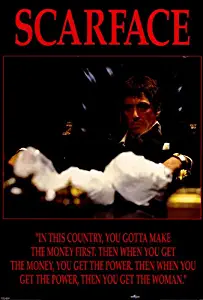 Scarface Movie Poster (27 x 40 Inches - 69cm x 102cm) (1983) Style I -(Al Pacino)(Steven Bauer)(Michelle Pfeiffer)(Robert Loggia)(F. Murray Abraham)(Mary Elizabeth Mastrantonio)