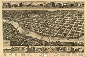 Map of Perspective of Columbus, Ga, County seat of Muscogee County, 1886. Columbus|Georgia|Columbus|Georgia|Aerial Views|Columbus|Columbus (Ga.)|Georgia