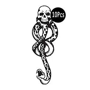 DaLin Temporary Tattoos 10Pcs Death Eaters Dark Mark Mamba Skull Temporary Tattoo for Costume Accessories and Parties