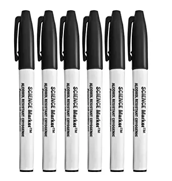 Alcohol Resistant Cryogenic Permanent Markers - Black - Pack of 6