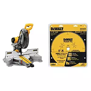 DEWALT DWS780 12-Inch Double Bevel Sliding Compound Miter Saw, One Size with DEWALT DW7296PT Precision Trim 12-Inch 96 Tooth ATB Crosscutting Saw Blade with 1-Inch Arbor