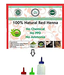 Red Henna Hair Color – 100% Organic and Chemical Free Henna for Hair Color Hair Care with free Applicator Bottle js (100grms)