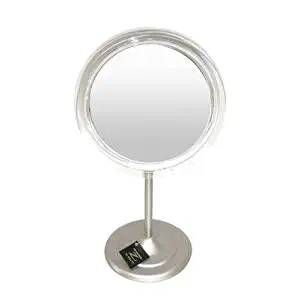 Zadro Adjustable Pedestal Vanity In Satin Nickel with 5X Magnification, Satin Nickel Finish, 9 Inch