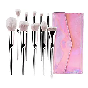 Makeup Brushes Professional Soft Hair Foundation Blush Concealer,Cosmetic Tools,fashion bag &rose pink 10 Pcs Brush Set