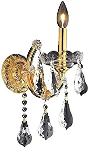 Elegant Lighting 2801W1G/RC Maria Theresa 12-Inch High 1-Light Wall Sconce, Gold Finish with Crystal (Clear) Royal Cut RC Crystal