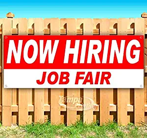Now Hiring Job FAIR 13 oz Heavy Duty Vinyl Banner Sign with Metal Grommets, New, Store, Advertising, Flag, (Many Sizes Available)