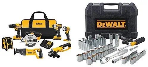 DEWALT DCK720D2 2 Ah 20V MAX Compact 7-Tool Combo Kit with DWMT81531 84Pc Mechanics Tool Set