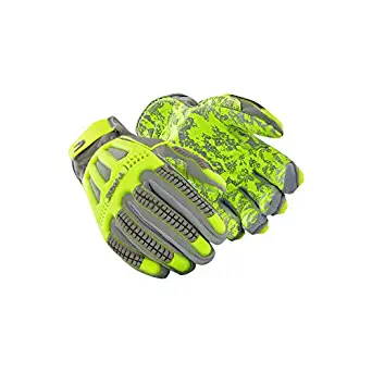 MAGID TRX746 Windstorm Series Impact Gloves | ANSI A6 Cut Resistant Hi-Viz Safety Work Gloves with Cool Mesh Venting, Grey/Yellow/Camo, Size 9/L (1 Pair)