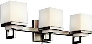 Kichler 45139NI, Metro Park Glass Wall Vanity Lighting, 3 Light, 180 Watts Halogen, Brushed Nickel