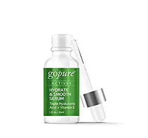 goPure Actives Hyaluronic Acid Serum with Vitamin E & C for Face, Eye, Topical Facial Wrinkle Antiaging Oil Hydrates Skin Acne Care Oils Dark Spot Remover Moisturizer Serums