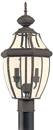 Sea Gull Lighting 8229-71 Lancaster Two Light Outdoor Post Lantern, Antique Bronze