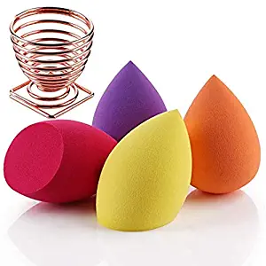 FAMILIFE Makeup Sponge Set 5Pcs with Dry Holder Stand Cosmetic Egg Sponge Set