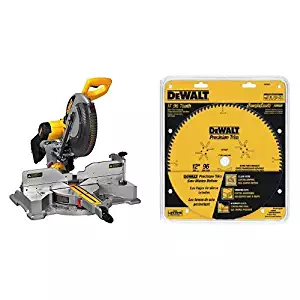 DEWALT DWS709 Slide Compound Miter Saw, 12-Inch with DEWALT DW7296PT Precision Trim 12-Inch 96 Tooth ATB Crosscutting Saw Blade with 1-Inch Arbor