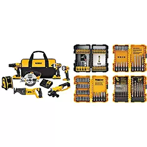 DEWALT 20V MAX Combo Kit, Compact 7-Tool (DCK720D2) with DEWALT DWA2FTS100 Screwdriving and Drilling Set, 100 Piece