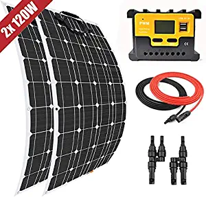 Giosolar 200 Watt 12 Volt Solar Marine Kit Monocrystalline Panel with 20A LED Charge Controller for RV Solar Charging Off-Grid System