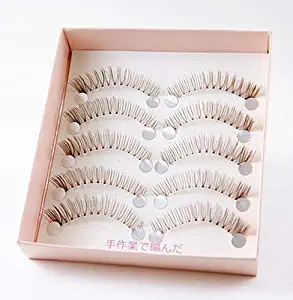 Dorisue Natural false eyelashes Brown Eyelashes 3D Light Color False Eyelashes Short Handmade lashes wispies Natural False Eyelashes Eye Makeup Fake Eyelashes 5 Pairs eyelashes pack