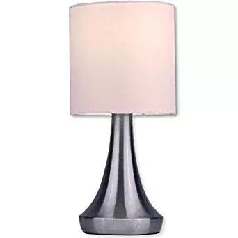 Light Accents Touch Table Lamp - Stands 13" Tall Accent Light, Touch lamp Set with Fabric Shades and 3-Stage Touch Dimmer Brushed Nickel Finish