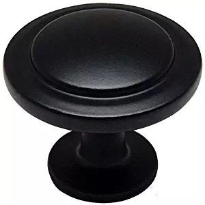 25 Pack - Cosmas 5560FB Flat Black Cabinet Hardware Round Knob - 1-1/4 Diameter