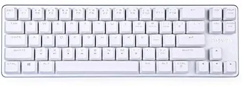 Compact 68 Keys Mechanical Keyboard, USB Wired Ergonomic Gaming Keyboard with Blue Switches, Industrial Aluminium, for Windows PC Office Gamer - Silver White