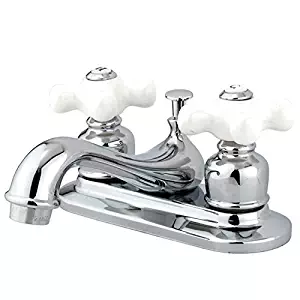 Kingston Brass KB601PX Restoration 4-Inch Centerset Lavatory Faucet with Porcelain Cross Handle, Polished Chrome