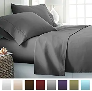 ienjoy Home Hotel Collection Luxury Soft Brushed Bed Sheet Set, Hypoallergenic, Deep Pocket, California King, Gray