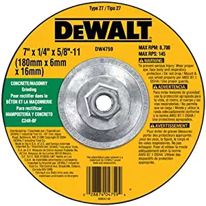 DEWALT DW4759 7-Inch by 1/4-Inch by 5/8-Inch-11 Concrete/Masonry Grinding Wheel