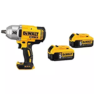 DEWALT DCF899HB 20V MAX XR Brushless High Torque 1/2" Impact Wrench with Hog Ring Anvil with 20V MAX XR 5.0Ah Lithium Ion Battery, 2-Pack