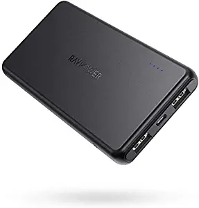 Portable Charger RAVPower 10000mAh Power Bank Dual USB Ports Battery Pack Ultra Slim Total 3.4A iSmart Output Charger Light External Battery Pack Compatible with iPhone Samsung Galaxy and More