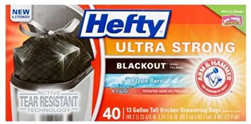 Hefty Ultra Strong Tall Kitchen Trash Bags Clean Burst, Black, 13 Gallon, 40 Count