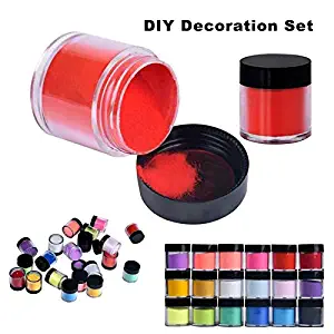 US Fast Shipment DIY Nail Art Glitter Powder 18 Colors Acrylic Nail Art Tips UV Gel Powder Dust Design Decoration 3D Manicure Make Up Art Manicure Set of 18 (Multi)