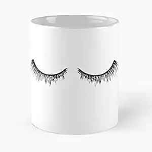 Cute Makeup Themed- Eyelashes Classic Mug - The Funny Coffee Mugs For Halloween, Holiday, Christmas Party Decoration 11 Ounce White-dailysteals.