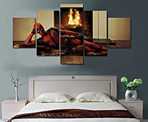 John Psarris Deadpool Movie Printed Canvas Art | Decoration Poster | Framed and Ready to Hang | Wall Decor Posters Made with Oil | 5 Pieces