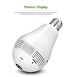 360° Panoramic View WiFi IP Bulb Camera with FishEye Lens 360 Degree 3D VR Panoramic View Home Security CCTV Camera Wirelss Security Camera (2.0 Megapixel)