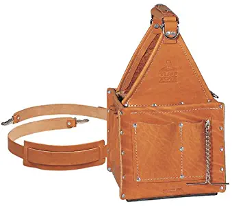 Ideal Industries 35-975 Tuff-Tote Premium Leather Ultimate Tool Carrier with Shoulder Strap, 8" Square Base