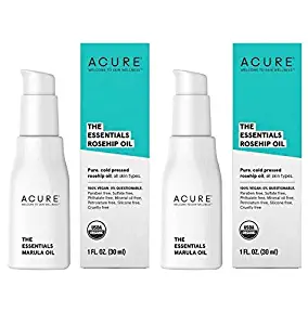 Acure Organics The Essentials Cold Pressed Rosehip Oil For Face and Body, Natural Anti-Aging and Environmental Damage Serum With Vitamin C and E, 1 fl. oz. each (Pack of 2)