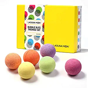 Lagunamoon Bath Bombs Gift Set,6 XL Natural Fizzy Handmade with Organic Essential Oils,Sea Salt,Shea Butter & Coconut Oil to Moisturize Skin,Relaxing Spa,Perfect Gift for Women & Kids