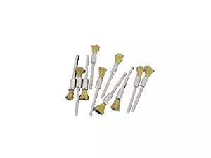 TEMO 10 pc Brass Bristle 1/4 inch (6mm) Pen Wire Brush #537 with 1/8 inch (3mm) Shank fit Dremel and Compatible Rotary Tool