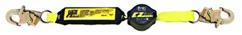 3M DBI-SALA 1241460 Shock Absorbing Lanyard, 6' Single-Leg Retractable Web and Snap Hooks At Each End, Navy/Yellow