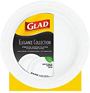 Glad Round Sugarcane Plates | Ultra Strong Compostable Plates for All Occasions, 10.25" Diameter , 32 Count , Column Pattern