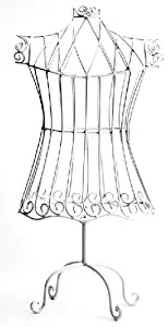 Manual Woodworker Rustic White Child Size Dress Form Mannequin, Decorative Vintage Decor Bird Cage Design, 21-Inch