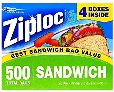 Ziploc Easy Open Tabs Sandwich Bags 125 Count (Pack of 4)