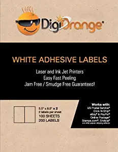 DigiOrange 600 Shipping Labels White Blank Half Page Self Adhesive for Laser Inkjet Printer