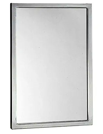 Bobrick 290 Series 304 Stainless Steel Welded Frame Glass Mirror, Satin Finish, 18