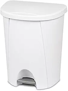 STERILITE White, Step On Wastebasket Can, 6.6 Gallon