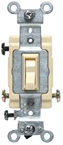 Leviton 54503-2I 15 Amp, 120/277 Volt, Toggle Framed 3-Way AC Quiet Switch, Commercial Grade, Grounding, Ivory