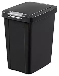 Sterilite 10439004 7.5 Gallon Black Plastic TouchTop Wastebasket