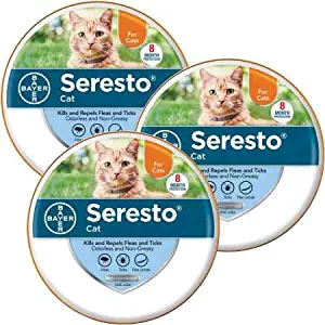 Bayer Animal Health Seresto Flea & Tick Collar for Cats, All Weights & Sizes, 8 Month Protection (3 Pack), Gray