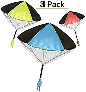 Toys+ Skydiver Parachute Men 3 Piece Set- Tangle Free (Colors and Styles May Vary)