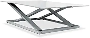 X-FlexTop Standing Desk Converter- Laptop Riser Sit Stand Workstation. Adjustable Air Rise Desk That Raises and Lowers Light Weight, Portable, Mobile (White)